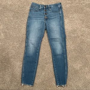 Madewell high waist skinny jeans with raw hem